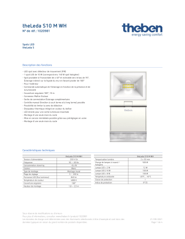 THEBEN theLeda S10 M WH Fiche technique | Fixfr