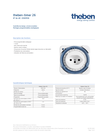 THEBEN timer 26 Fiche technique | Fixfr