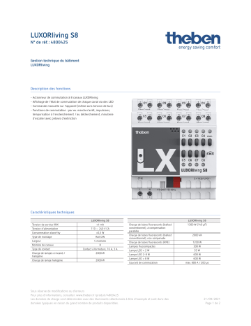 THEBEN LUXORliving S8 Fiche technique | Fixfr