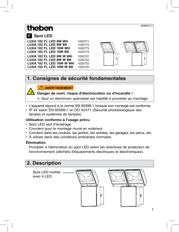 THEBEN LUXA 102 FL LED 8_16W Mode d'emploi | Fixfr