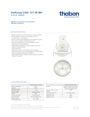 THEBEN theRonda S360-101 DE WH Fiche technique | Fixfr