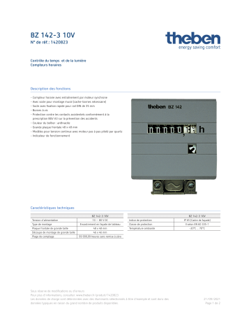 THEBEN BZ 142-3 10V Fiche technique | Fixfr