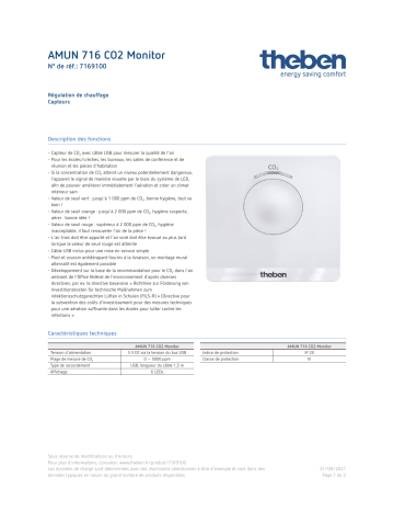 THEBEN AMUN 716 CO2 Monitor Fiche technique | Fixfr