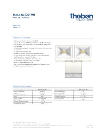 THEBEN theLeda S20 WH Fiche technique | Fixfr