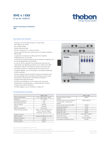 THEBEN RME 4 I KNX Fiche technique | Fixfr