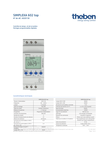 THEBEN SIMPLEXA 602 top Fiche technique | Fixfr