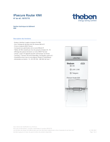 THEBEN IPsecure Router KNX Fiche technique | Fixfr