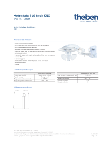 THEBEN Meteodata 140 basic KNX Fiche technique | Fixfr