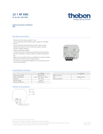 THEBEN JU 1 RF KNX Fiche technique | Fixfr