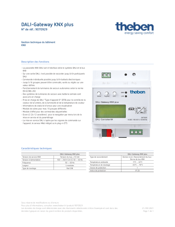 THEBEN DALI-Gateway KNX plus Fiche technique | Fixfr