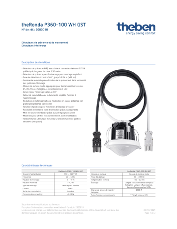 THEBEN theRonda P360-100 WH GST Fiche technique | Fixfr