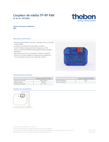 THEBEN Media coupler TP-RF KNX Fiche technique | Fixfr