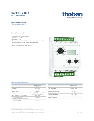 THEBEN RAMSES 210-1 Fiche technique | Fixfr