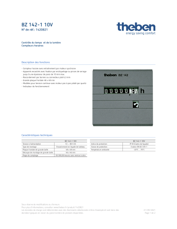 THEBEN BZ 142-1 10V Fiche technique | Fixfr