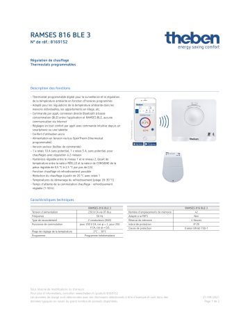 THEBEN RAMSES 816 BLE 3 Fiche technique | Fixfr