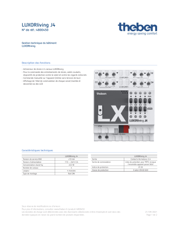 THEBEN LUXORliving J4 Fiche technique | Fixfr