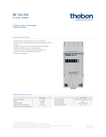 THEBEN BZ 145 24V Fiche technique | Fixfr