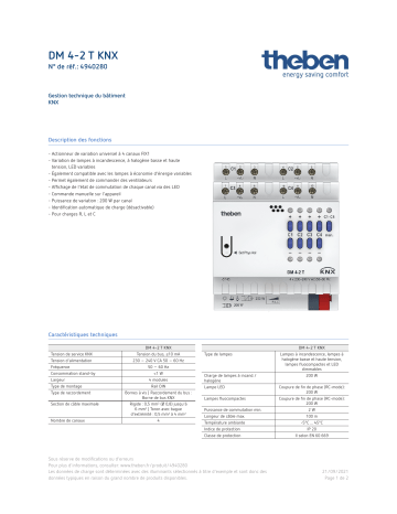 THEBEN DM 4-2 T KNX Fiche technique | Fixfr