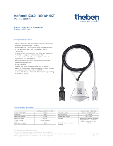 THEBEN theRonda S360-100 WH GST Fiche technique | Fixfr