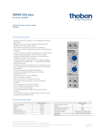 THEBEN DIMAX 534 plus Fiche technique | Fixfr