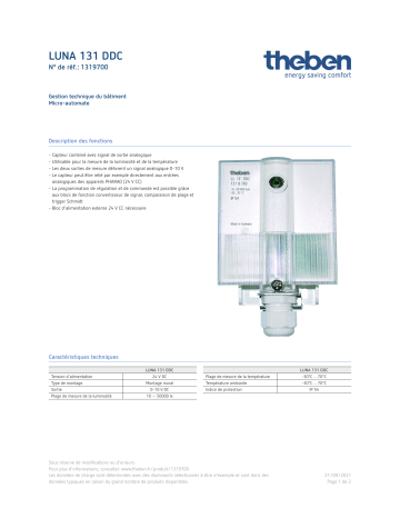 THEBEN LUNA 131 DDC Fiche technique | Fixfr