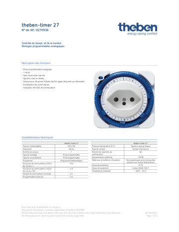 THEBEN timer 27 Fiche technique | Fixfr