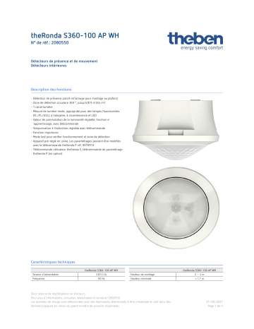 THEBEN theRonda S360-100 AP WH Fiche technique | Fixfr