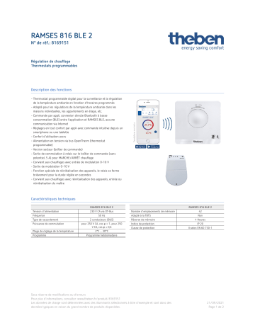 THEBEN RAMSES 816 BLE 2 Fiche technique | Fixfr