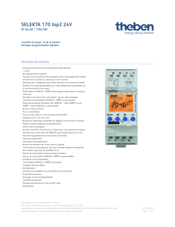 THEBEN SELEKTA 170 top2 24V Fiche technique | Fixfr