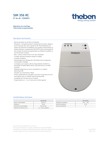 THEBEN SIM 356 RC Fiche technique | Fixfr