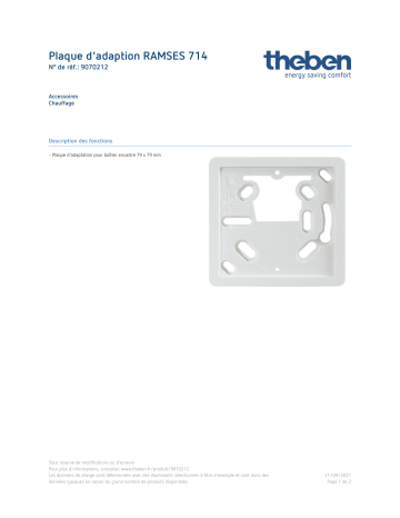 THEBEN Adapter plate RAMSES 714 Fiche technique | Fixfr