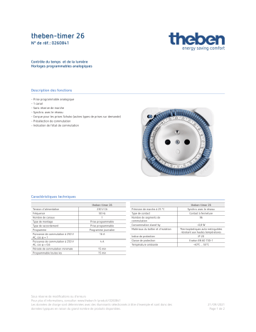 THEBEN timer 26 Fiche technique | Fixfr