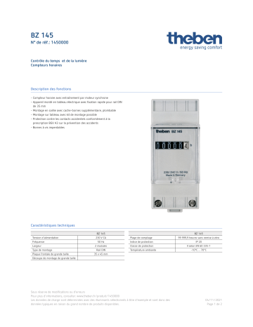 THEBEN BZ 145 Fiche technique | Fixfr