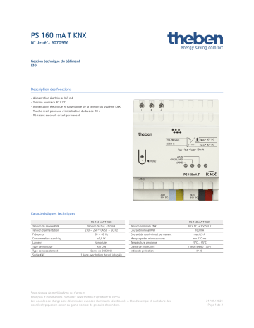 THEBEN PS 160 mA T KNX Fiche technique | Fixfr