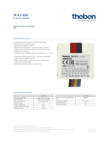 THEBEN TA 8 S KNX Fiche technique | Fixfr