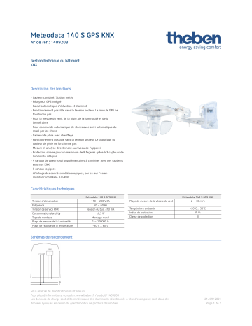 THEBEN Meteodata 140 S GPS KNX Fiche technique | Fixfr