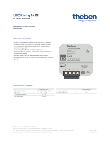 THEBEN LUXORliving T4 RF Fiche technique | Fixfr