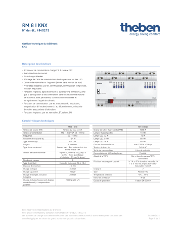 THEBEN RM 8 I KNX Fiche technique | Fixfr