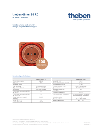 THEBEN timer 26 RD Fiche technique | Fixfr