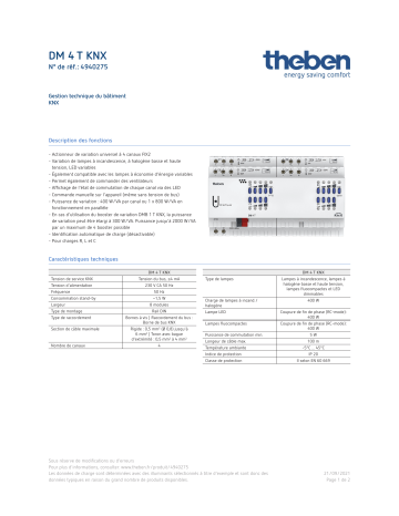 THEBEN DM 4 T KNX Fiche technique | Fixfr