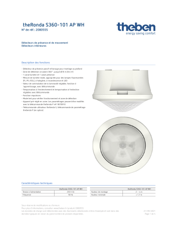 THEBEN theRonda S360-101 AP WH Fiche technique | Fixfr