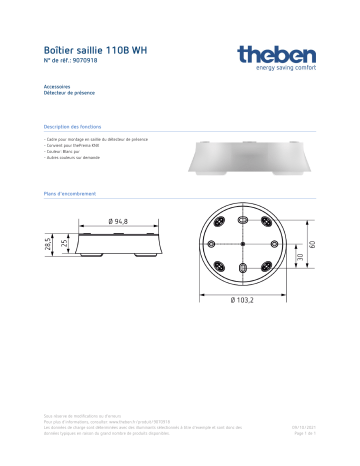 THEBEN Surface frame 110B WH Fiche technique | Fixfr