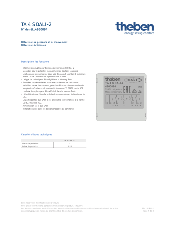 THEBEN TA 4 S DALI-2 Fiche technique | Fixfr