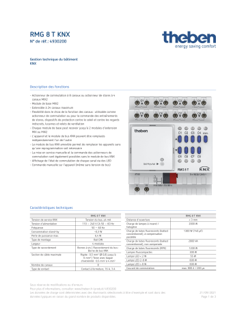 THEBEN RMG 8 T KNX Fiche technique | Fixfr