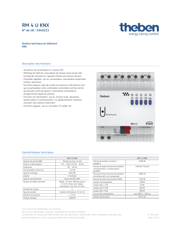 THEBEN RM 4 U KNX Fiche technique | Fixfr