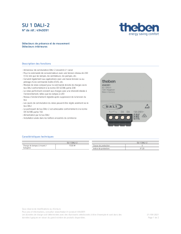 THEBEN SU 1 DALI-2 Fiche technique | Fixfr