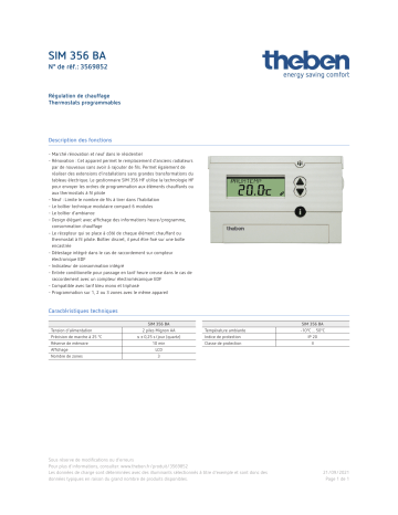 THEBEN SIM 356 BA Fiche technique | Fixfr