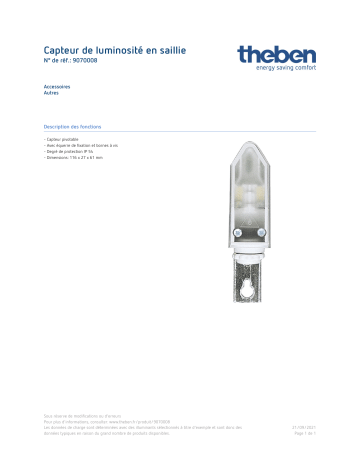 THEBEN Surface-mounted light sensor Fiche technique | Fixfr