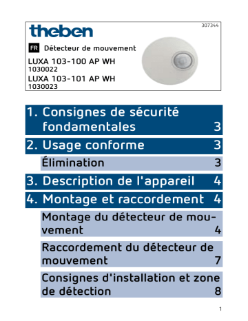 LUXA 103-101 AP WH | THEBEN LUXA 103-100 AP WH Mode d'emploi | Fixfr