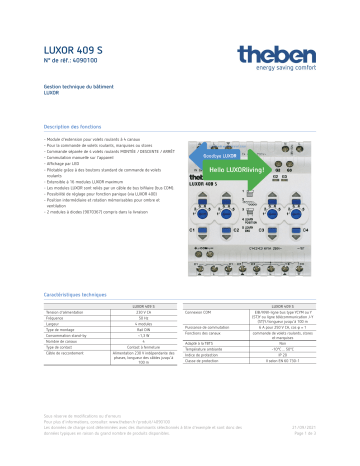 THEBEN LUXOR 409 S Fiche technique | Fixfr